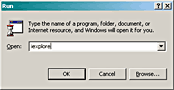 The window for Run Command in Windows 2000